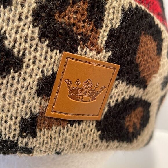 Panache leopard Buffalo plaid beanie hat women’s - Picture 2 of 5